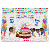 Black Boy Joy Birthday Große Geschenktüte (Vorderseite)