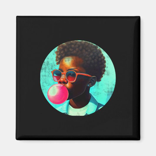 Black Boy Joy Bubble Gum Fun African Melanin Princ Magnet (Vorne)