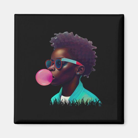 Black Boy Joy Bubble Gum Fun African Melanin Princ Magnet (Vorne)