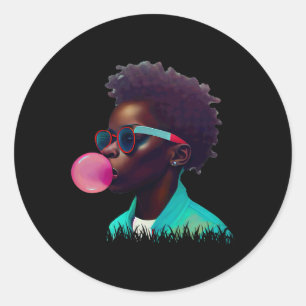 Black Boy Joy Bubble Gum Fun African Melanin Princ Runder Aufkleber