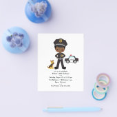 Black Boy Police Officer Party Birthday Party Flyer (Einzeln)