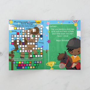 Black Boys Equestrier Secret Message Birthday Karte
