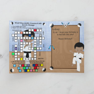 Black Boys Karate Secret Message Happy Birthday Karte