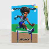 Black Boys Track Star Word Search Happy Birthday Karte (Vorderseite)