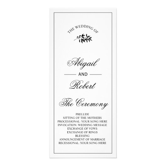 Black branch Old Money wedding program Werbekarte (Vorne)