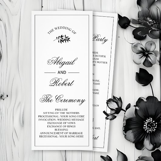Black branch Old Money wedding program Werbekarte