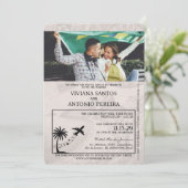 Black Brazil Passport Hochzeitseinladung Einladung (Stehend Vorderseite)