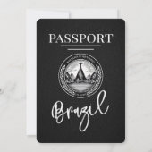 Black Brazil Passport Hochzeitseinladung Einladung (Rückseite)