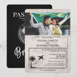 Black Brazil Passport Hochzeitseinladung Einladung
