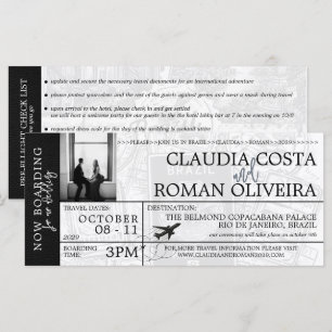 Black Brazil Wedding Boarding Pass