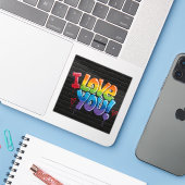 Black Brick Graffiti I Love You Aufkleber (Laptop mit iPhone)