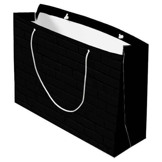 Black Brick Wall Große Geschenktüte (Rückseite Schrägansicht)