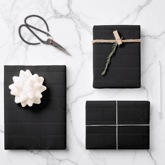 Black Brick Wall Print Geschenkpapier Set (Vorderseite)