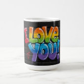 Black Brick Wall with Graffiti “I Love You!” Kaffeetasse (Mittel)