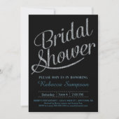 Black Bridal Shower Einladung - Silver Script (Vorderseite)