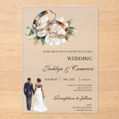 Black bride and groom acrylic wedding acryleinladungen (Vorderseite)