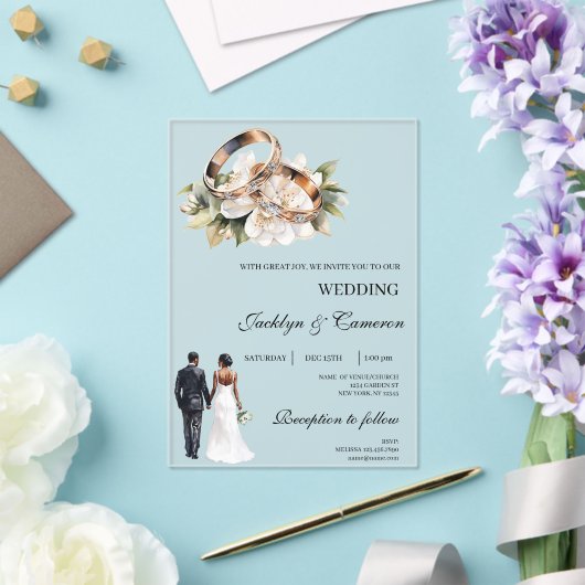 Black bride and groom acrylic wedding acryleinladungen (In Situ (Hochzeit))