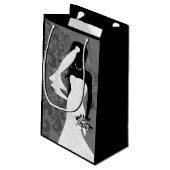 Black Bride Silhouette in einem weißen Hochzeitskl Kleine Geschenktüte (Rückseite Schrägansicht)