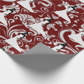 Black Bride Silhouette Red Damask Wedding Geschenkpapier (Ecke)