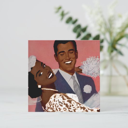 Black Bride Wedding Save The Date (Stehend Vorderseite)