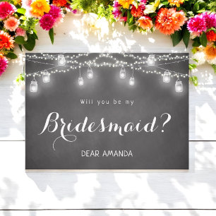 Black Bridesmaid Einladung Chalkboard