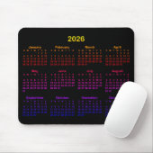Black Bright Rainbow Gradient 2026 Calendar Mousepad (Mit Mouse)