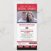 Black Bright Red Football Ticket Brautparty Einladung (Vorderseite)