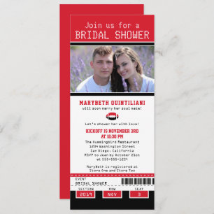 Black Bright Red Football Ticket Brautparty Einladung