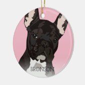 Black Brindle French Bulldog Christmas Keramik Ornament (Links)