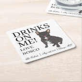 Black Brindle Frenchie French Bulldog Wedding Rechteckiger Pappuntersetzer (angewinkelt)