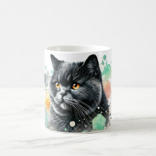 Black British Shorthair Cat Watercolor Kaffeetasse