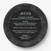 Black Brocade Gothic Thema Hochzeit & Abendmenü Pappteller (Vorderseite)