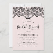 Black Brocade Lace Blush Bridal Brunch Einladung (Vorderseite)