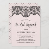 Black Brocade Lace Blush Bridal Brunch Einladung (Vorne/Hinten)