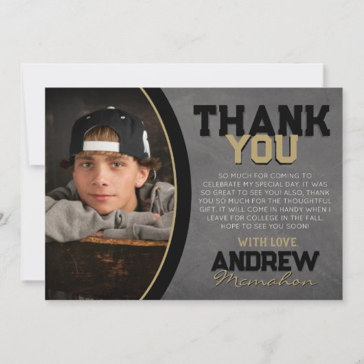 Black Bronze Chalkboard Abschluss Danke Karte (Vorderseite)