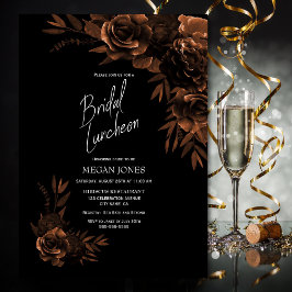 Black Bronze Floral Bridal Luncheon Einladung