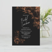 Black Bronze Floral Bridal Luncheon Einladung (Stehend Vorderseite)