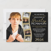 Black & Bronze Foto Filmstrip Grad Ankündigung (Vorderseite)