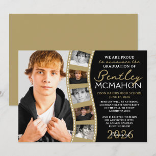 Black & Bronze Foto Filmstrip Grad Ankündigung