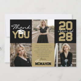 Black & Bronze Gold 3 Foto Abschluss Vielen Dank Einladung