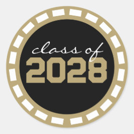 Black & Bronze Gold Filmstrip Abschluss Runder Aufkleber