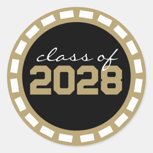 Black & Bronze Gold Filmstrip Abschluss Runder Aufkleber (Vorderseite)