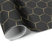 Black Bronze Honeycomb Hexagon Muster Chic Manly Geschenkpapier (Rolleneckpunkt)