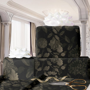 Black Bronze Ombre Modernes Vintages Blumenmuseum Geschenkpapier