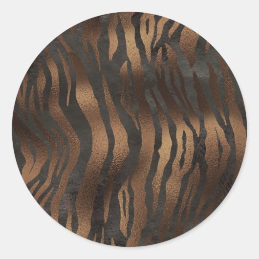 Black Bronze Tiger Elegant Chic Stilvoll Runder Aufkleber (Vorderseite)