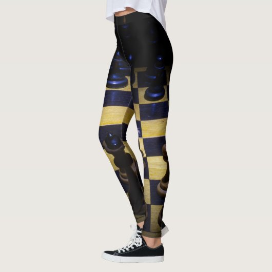 Black Brown and Blue Schach Game Leggings (Links)