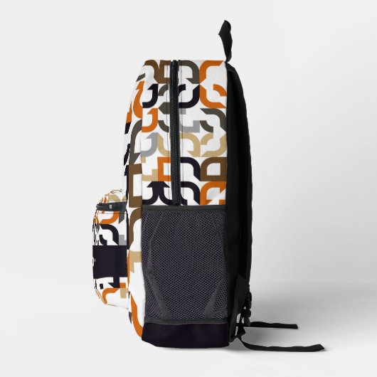 Black Brown Beige Orange Art Pattern Bedruckter Rucksack (Rechts)