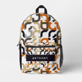 Black Brown Beige Orange Art Pattern Bedruckter Rucksack (Vorderseite)