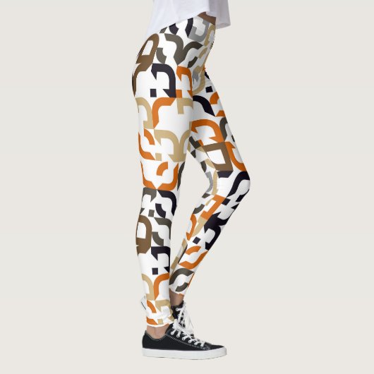 Black Brown Beige Orange Art Pattern Leggings (Rechts)