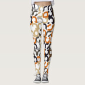 Black Brown Beige Orange Art Pattern Leggings (Vorderseite)